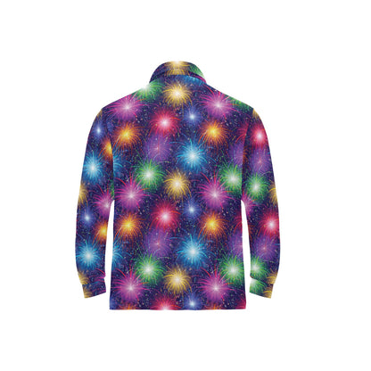 Firework Colorful Print Design LKS301 Long Sleeve Polo Shirt For Men's