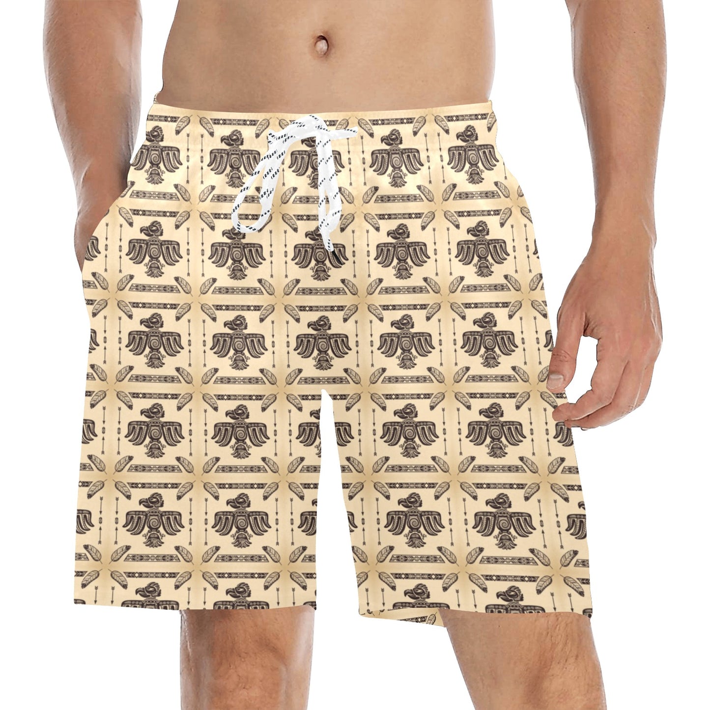 Native American Themed Design Print Men's Swim Trunks Beach Shorts