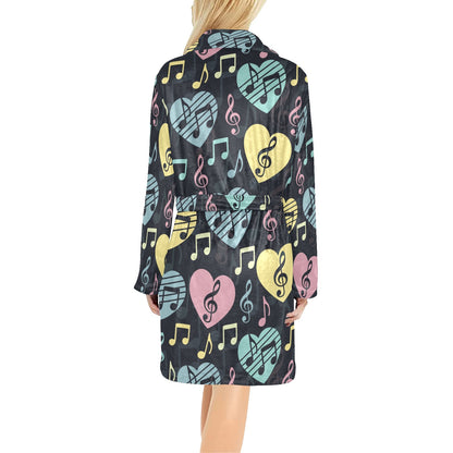 Music note Pattern Print Design A03 Women's Fleece Robe