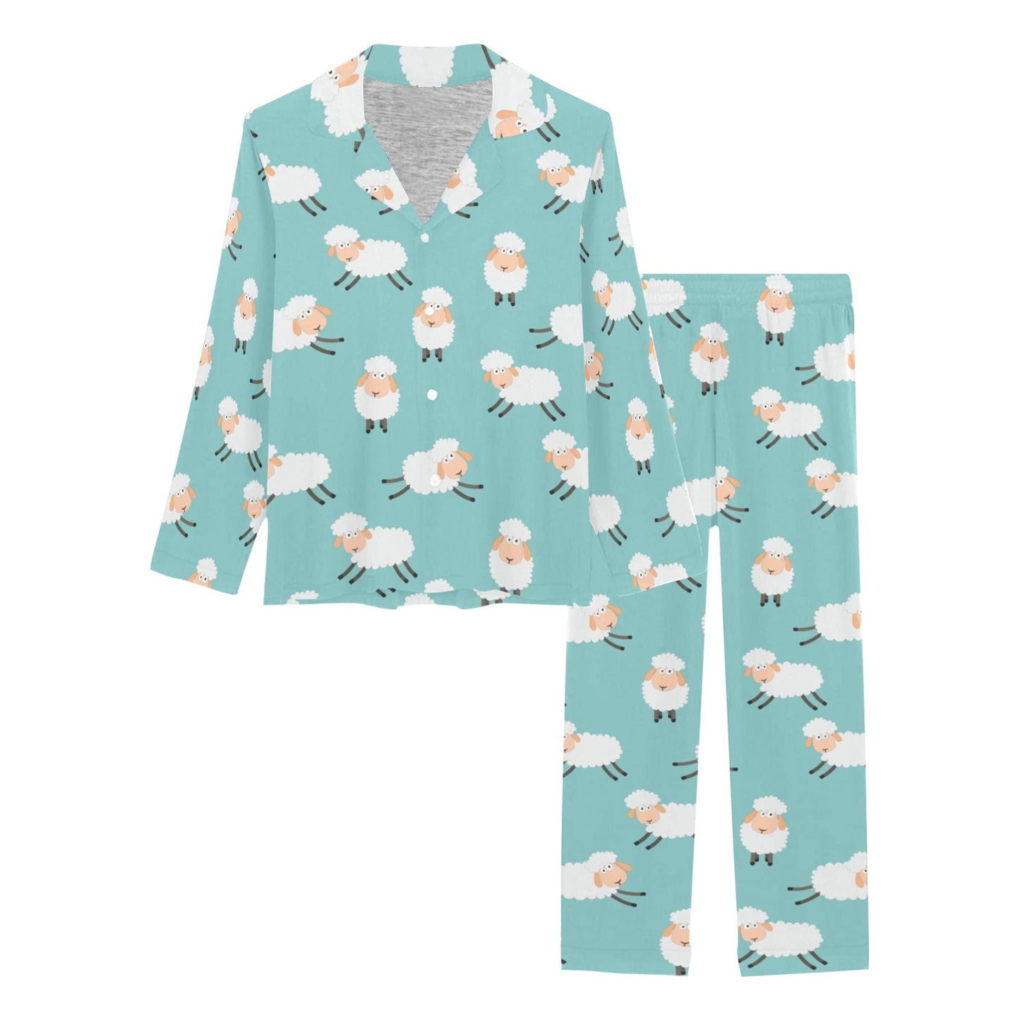 Sheep Print Design LKS406 Women's Long Pajama Set