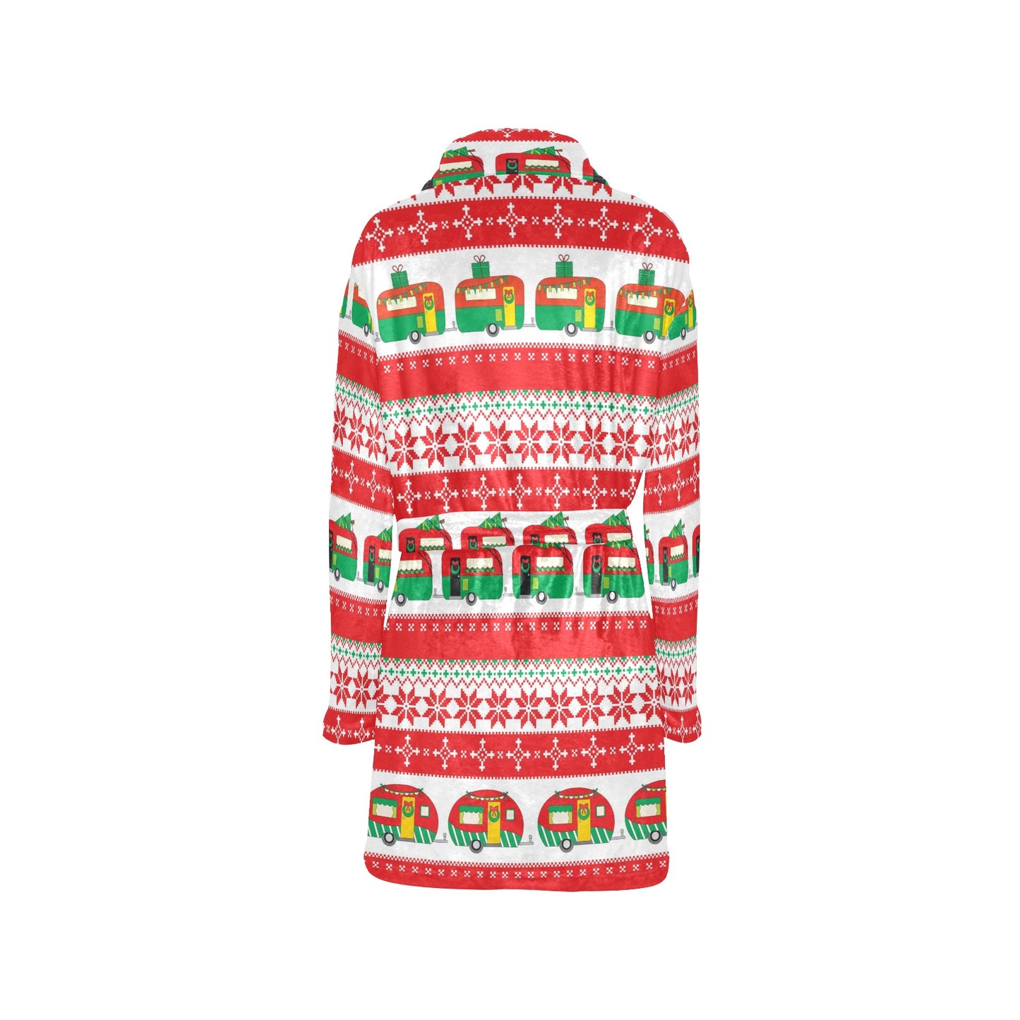 Camper Camping Ugly Christmas Design Print Women's Fleece Robe