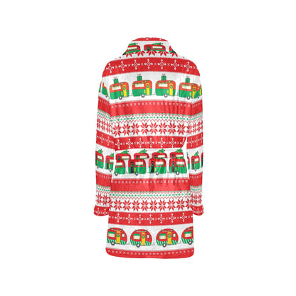 Camper Camping Ugly Christmas Design Print Women's Fleece Robe