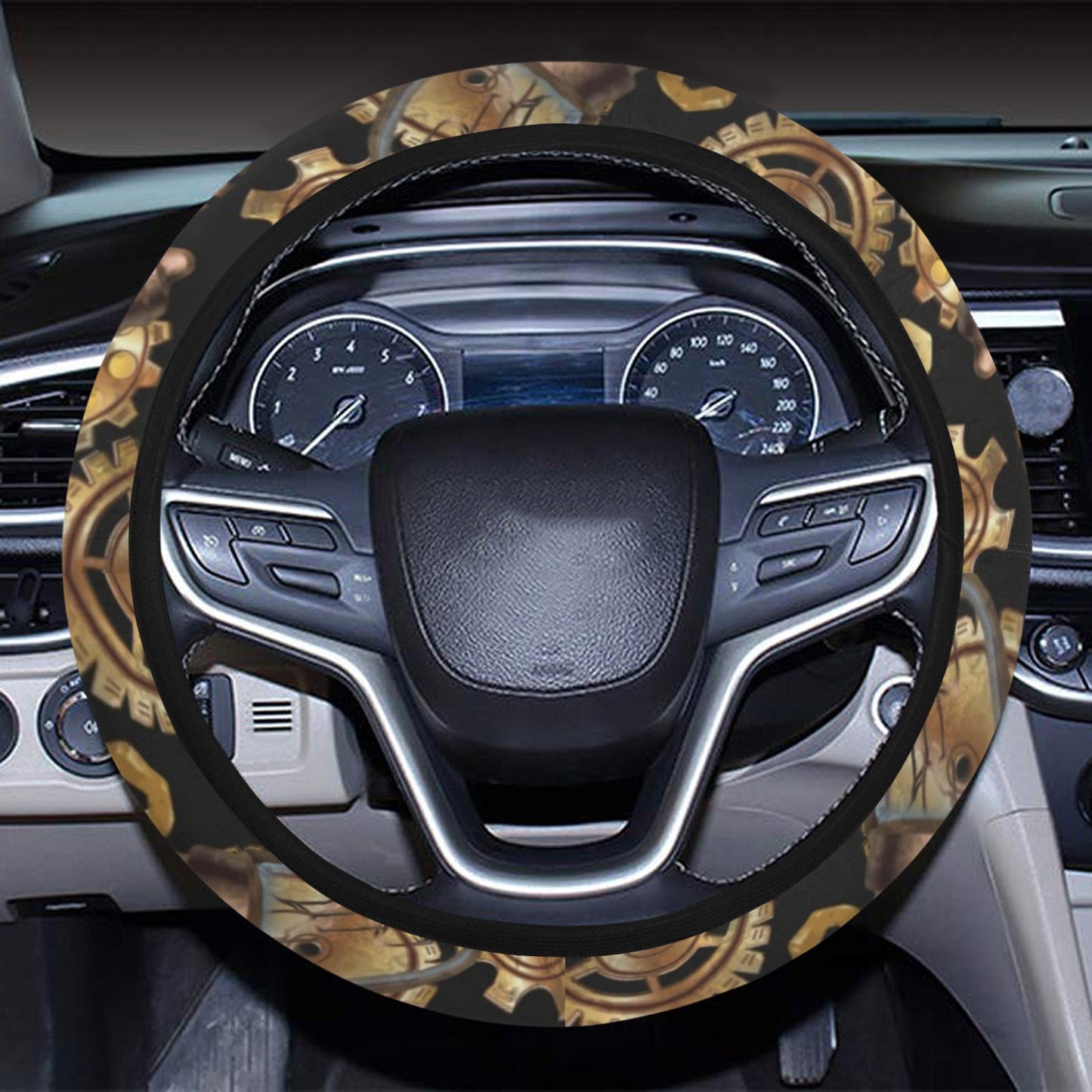 Steampunk Lightbulb Print Design LKS304 Steering Wheel Cover with Elastic Edge