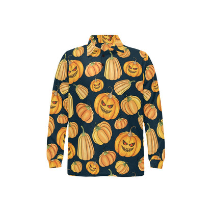 Pumpkin Halloween Pattern Print Design A04 Long Sleeve Polo Shirt For Men's