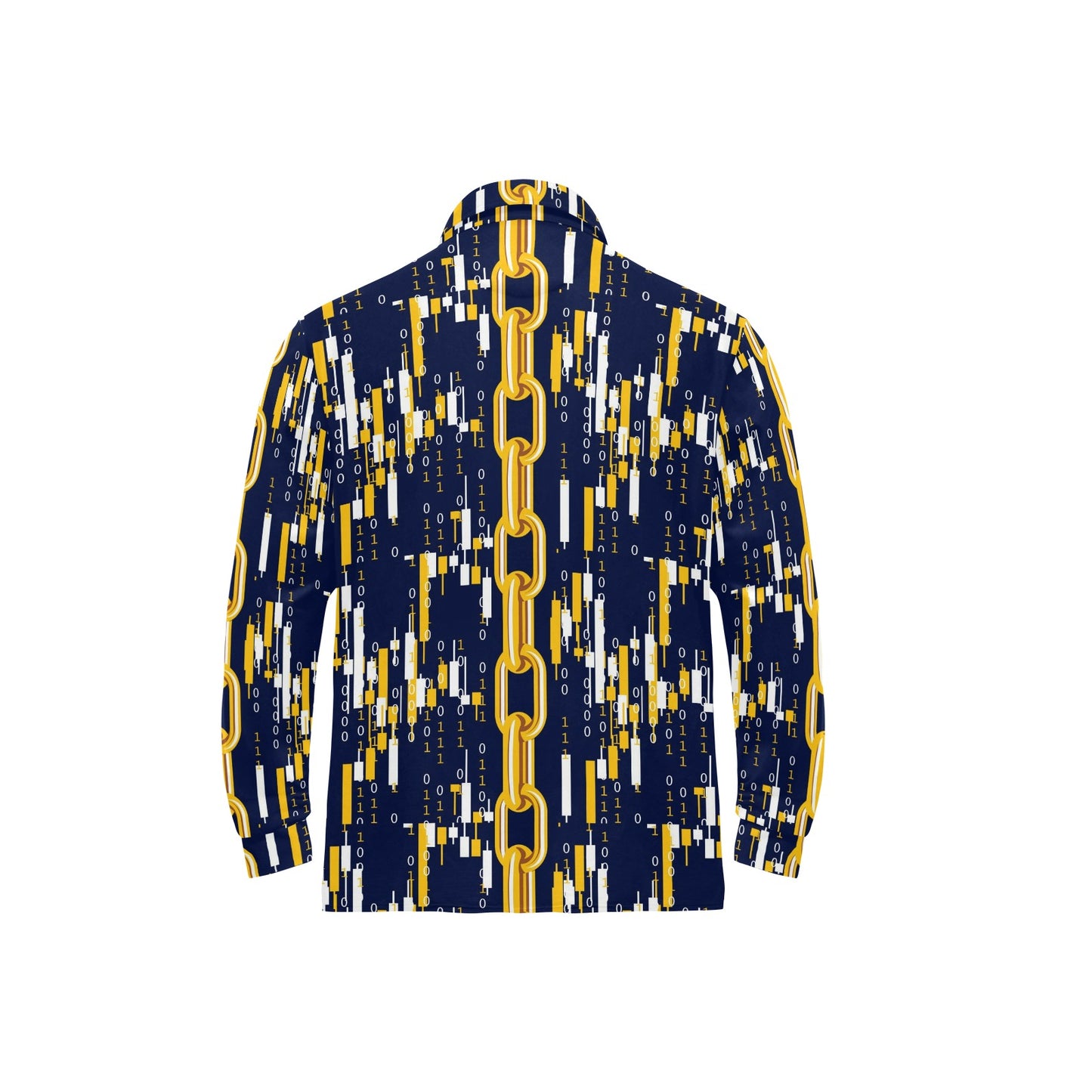Cryptocurrency Chain Pattern Print Design 03 Long Sleeve Polo Shirt For Men's
