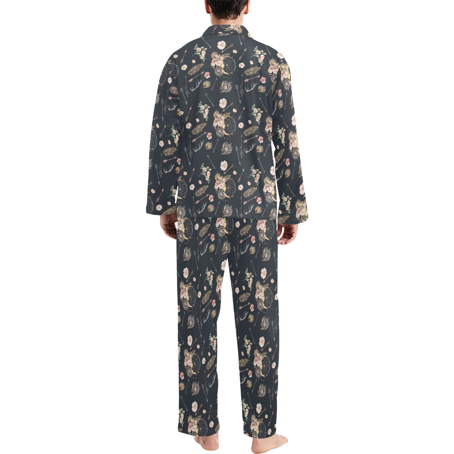 Bohemian Pattern Print Design 09 Men's Long Pajama Set