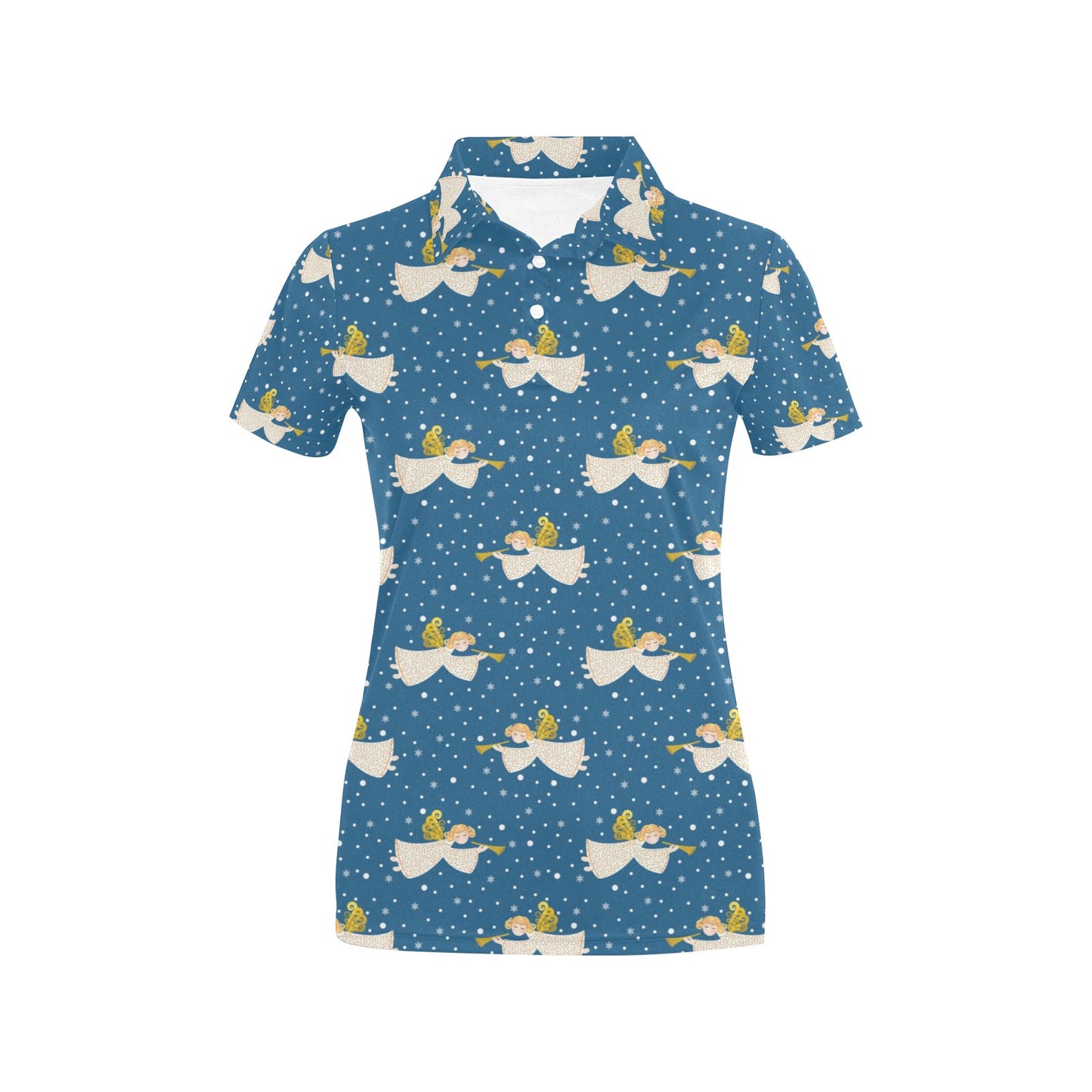 Angel Pattern Print Design 08 Women's Polo Shirt