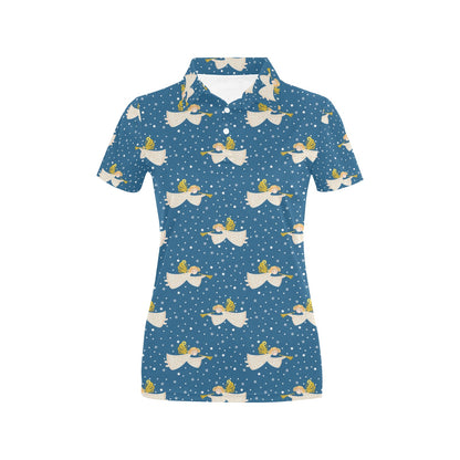 Angel Pattern Print Design 08 Women's Polo Shirt