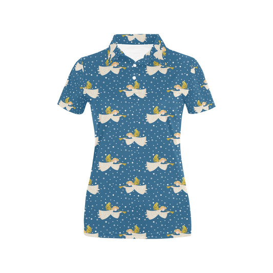Angel Pattern Print Design 08 Women's Polo Shirt