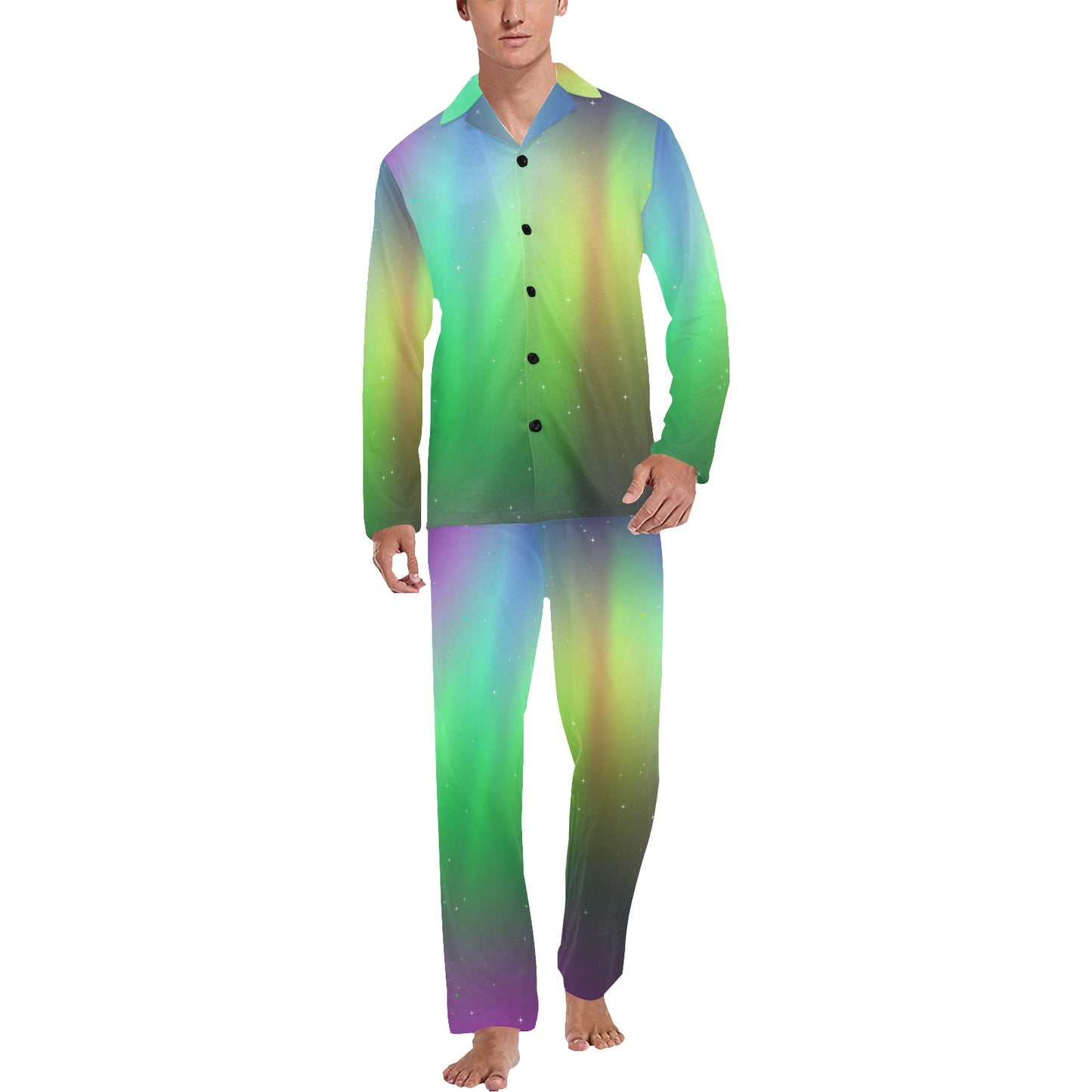 Aurora Borealis Pattern Print Design 03 Men's Long Pajama Set