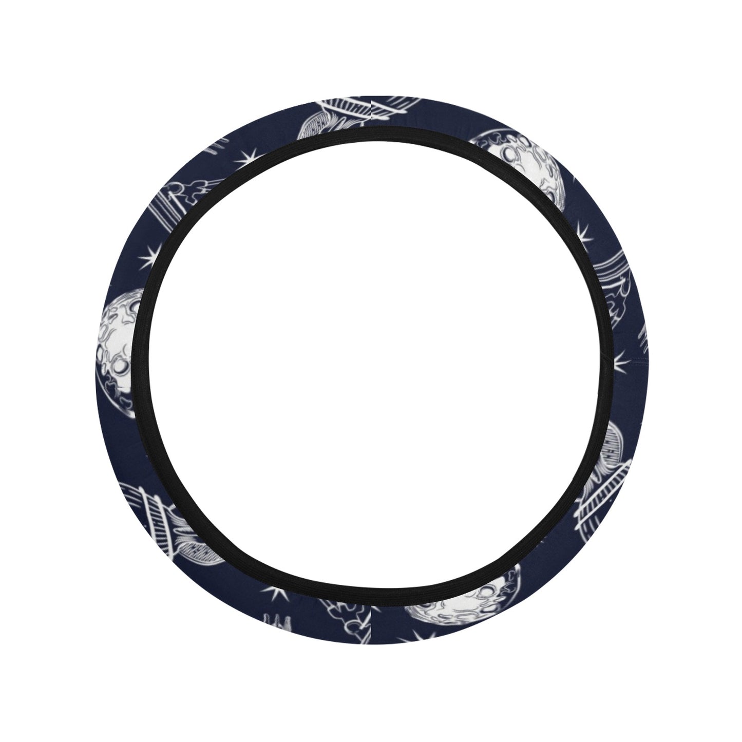 Space Rocket Print Design LKS301 Steering Wheel Cover with Elastic Edge