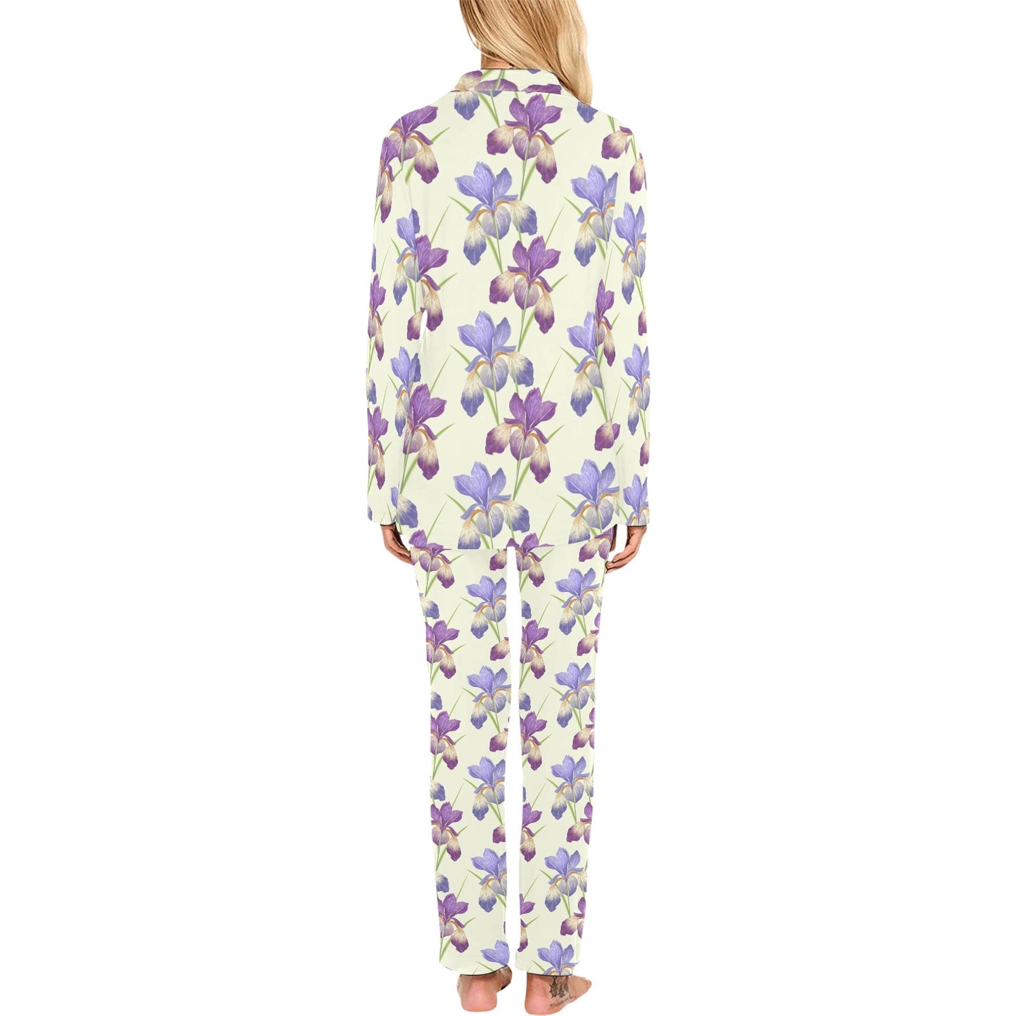 Iris Pattern Print Design IR08 Women's Long Pajama Set