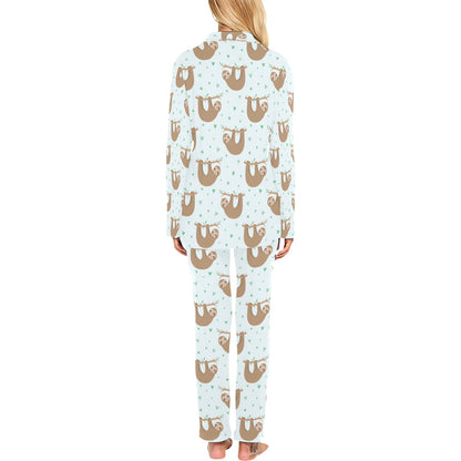 Sloth Print Design LKS308 Women's Long Pajama Set