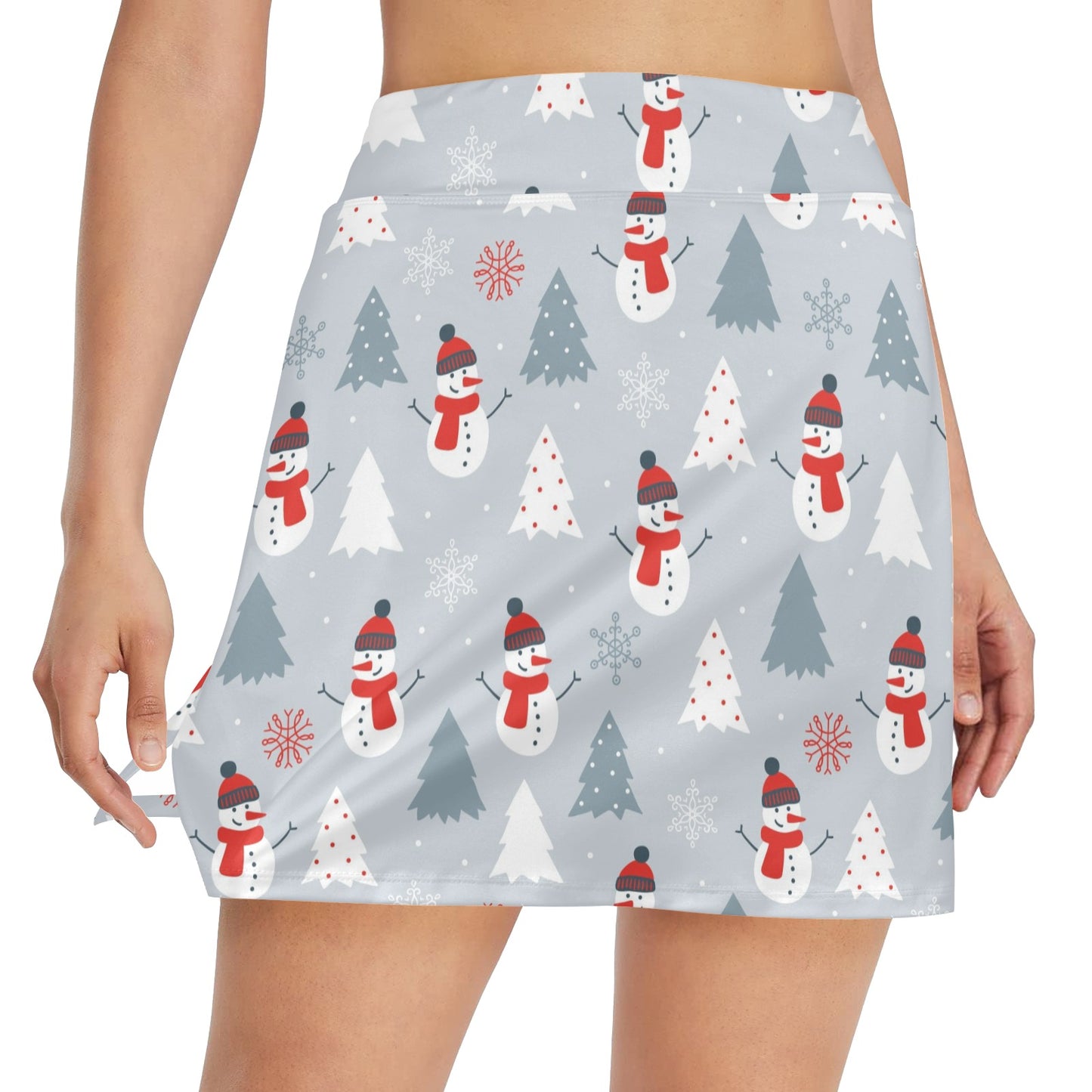 Snowman Print Design LKS302 Women's Golf Skirt with Pocket
