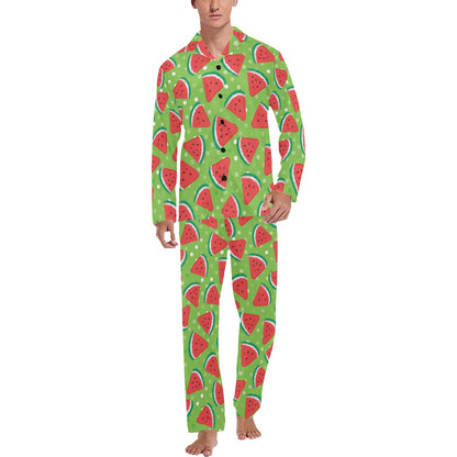 Watermelon Pattern Print Design WM05 Men's Long Pajama Set