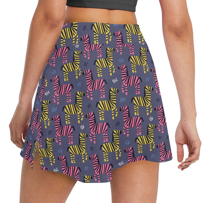 Zebra Print Design LKS303 17" Golf & Pickleball Skort with Pockets