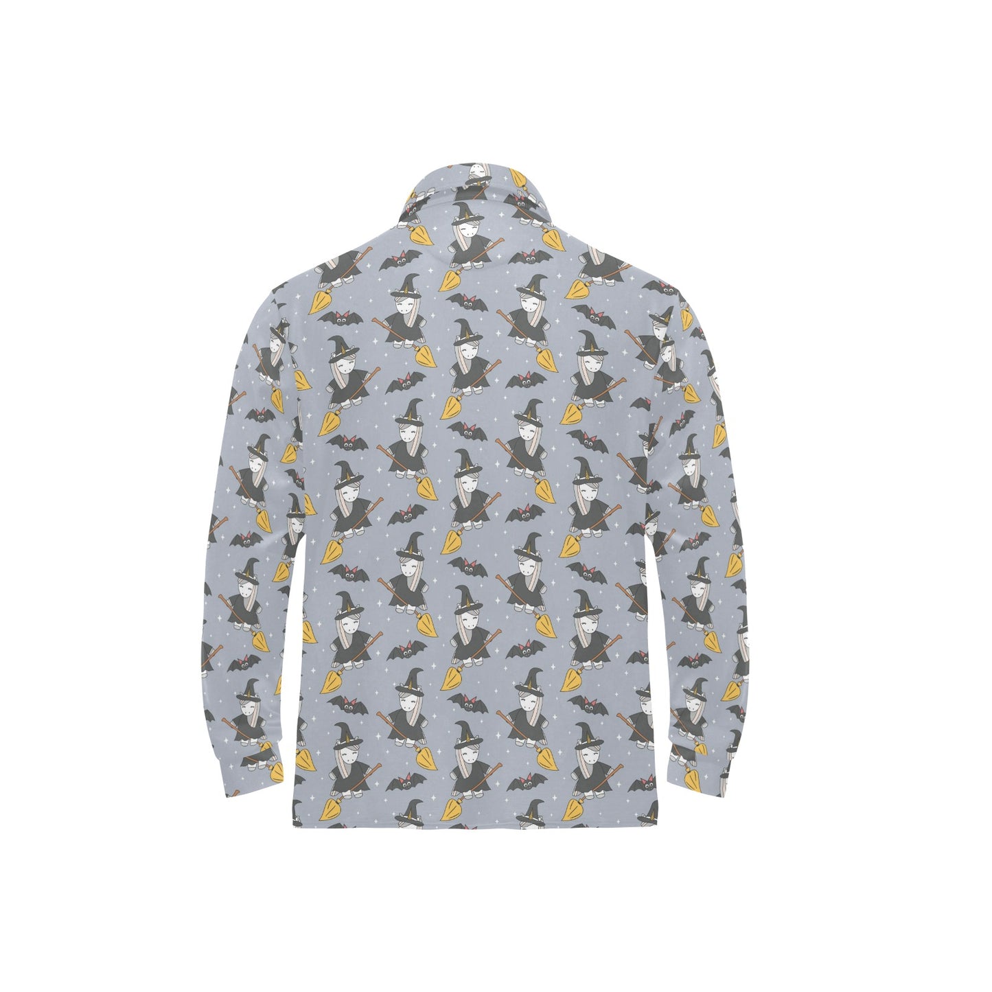 Witch Print Design LKS307 Long Sleeve Polo Shirt For Men's