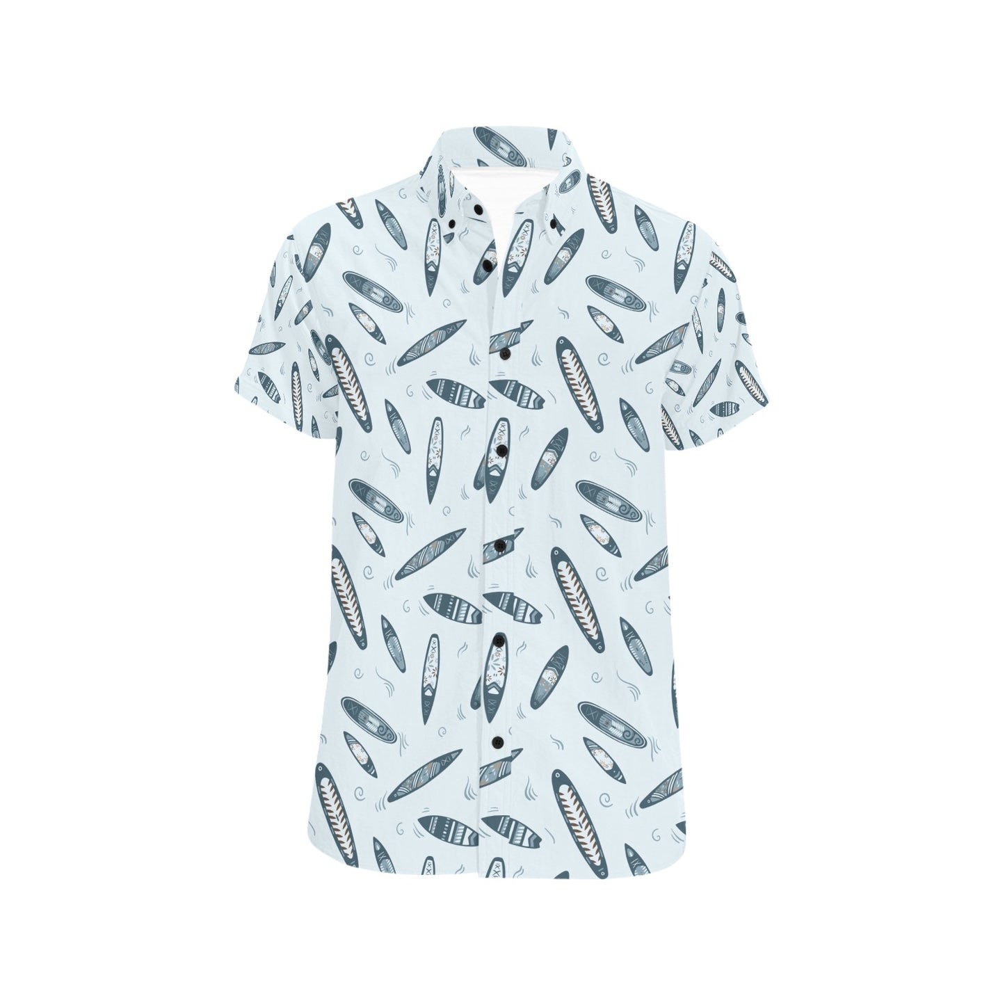 Surfboard Print Design LKS306 Men Short Sleeve Button Up Shirt