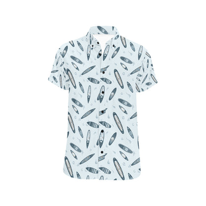 Surfboard Print Design LKS306 Men Short Sleeve Button Up Shirt
