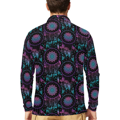 Dream catcher boho mandala Long Sleeve Polo Shirt For Men's