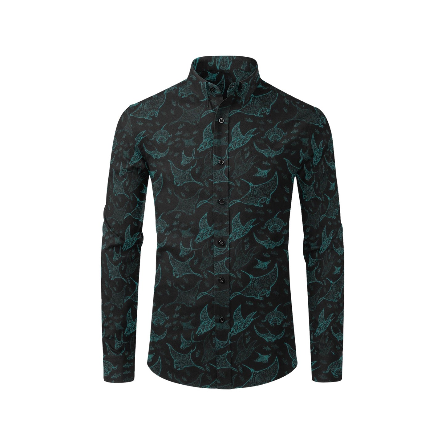 Manta Ray Print Design LKS402 Men's Long Sleeve Dress Shirt