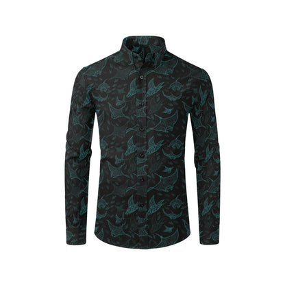 Manta Ray Print Design LKS402 Men's Long Sleeve Dress Shirt