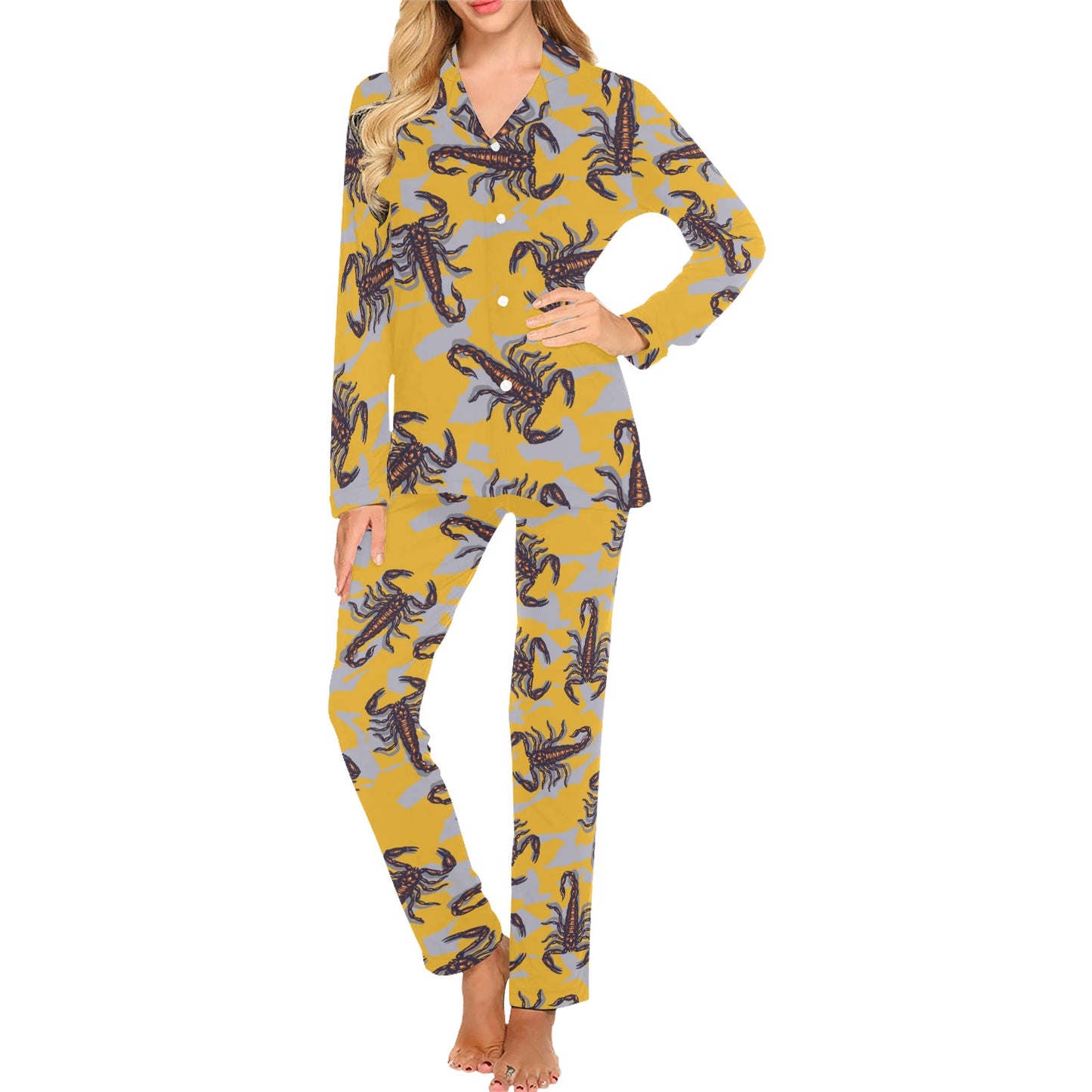 Scorpion Pattern Print Design 01 Women's Long Pajama Set
