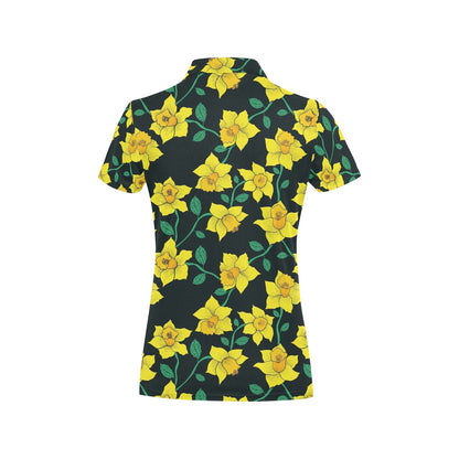 Daffodils Pattern Print Design DF03 Women's Polo Shirt