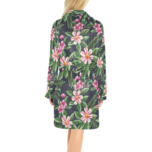 Summer Floral Pattern Print Design SF010 Women's Fleece Robe
