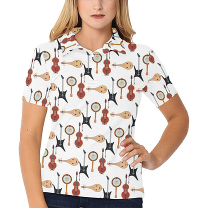 Banjo Print Design LKS403 Women's Polo Shirt