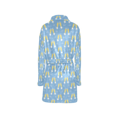 Champagne Pattern Print Design 06 Women's Fleece Robe