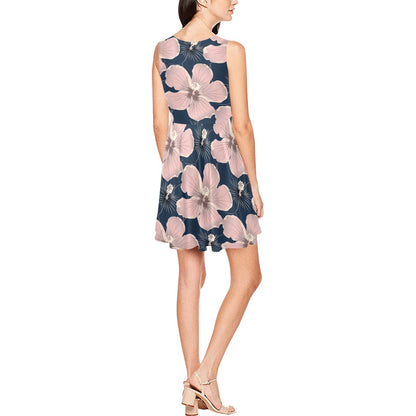 Plumeria Pattern Print Design PM018 Sleeveless Dress