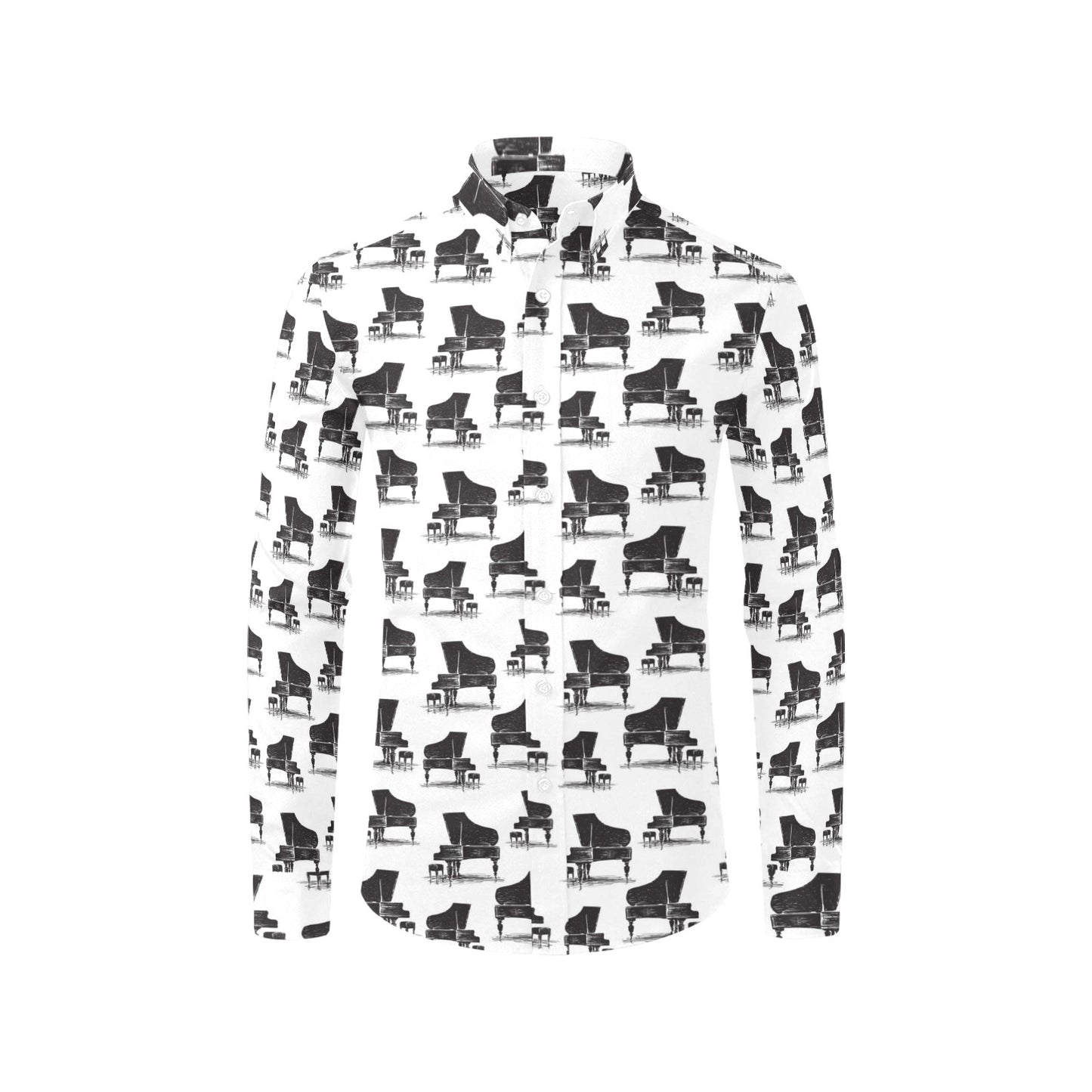 Piano Print Design LKS401 Men's Long Sleeve Dress Shirt