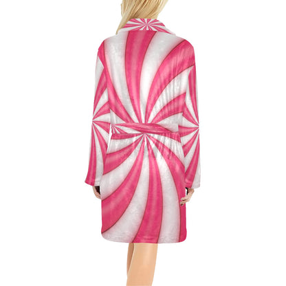 Vortex Twist Swirl Candy Print Women's Fleece Robe