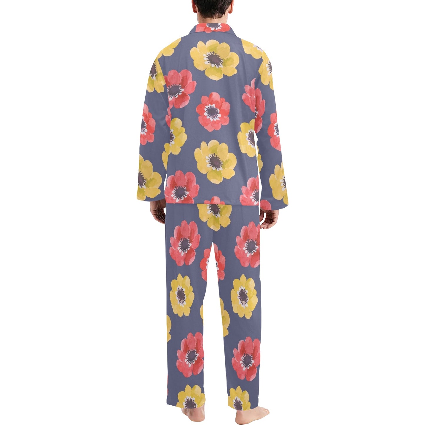 Anemone Pattern Print Design AM010 Men's Long Pajama Set