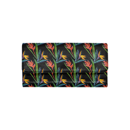 Heliconia Pattern Print Design HL04 Women's Trifold Wallet