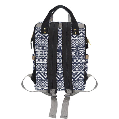 Blue White Tribal Aztec Diaper Bag Backpack