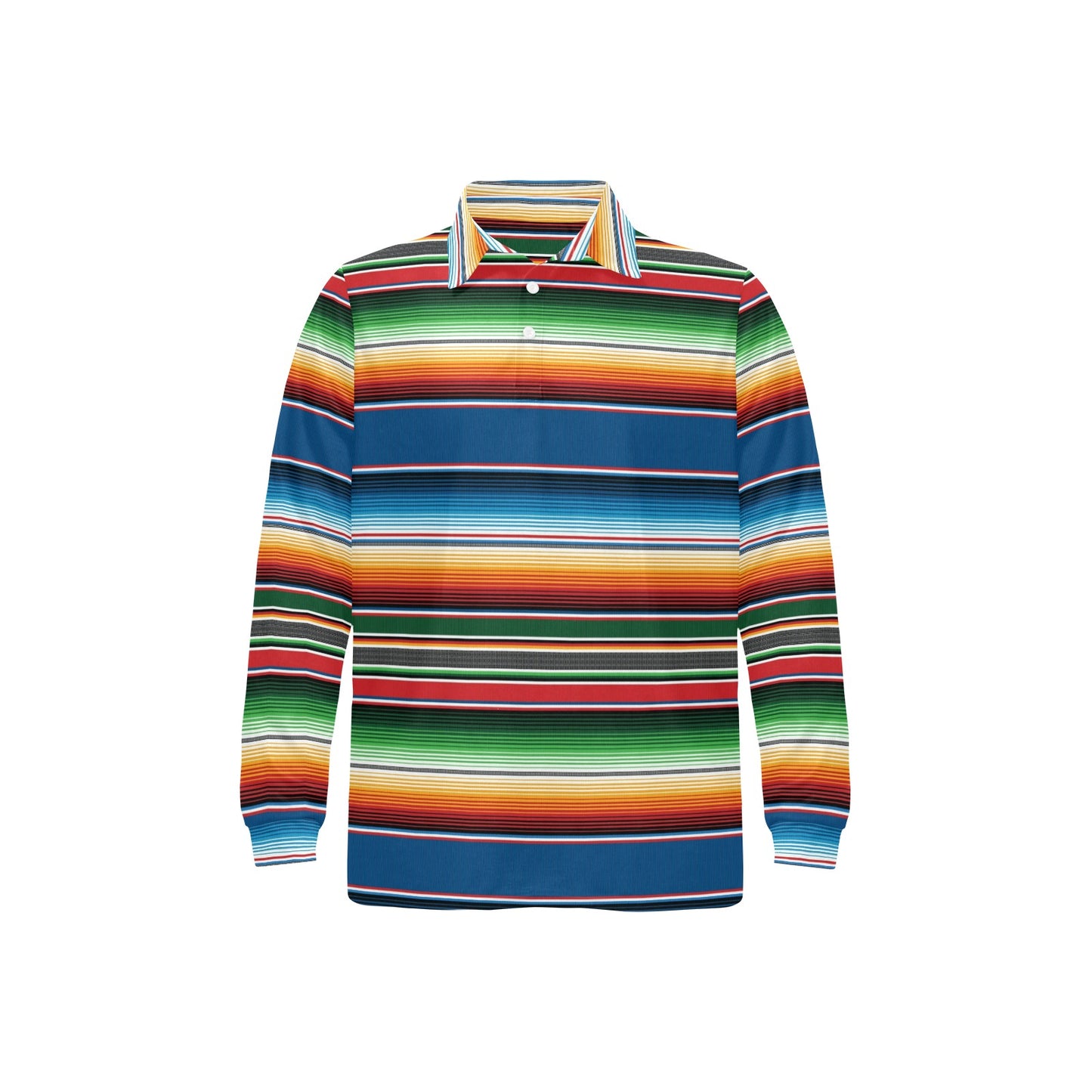 Serape Print Design LKS303 Long Sleeve Polo Shirt For Men's