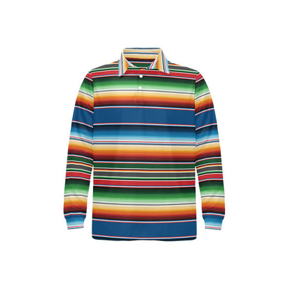 Serape Print Design LKS303 Long Sleeve Polo Shirt For Men's