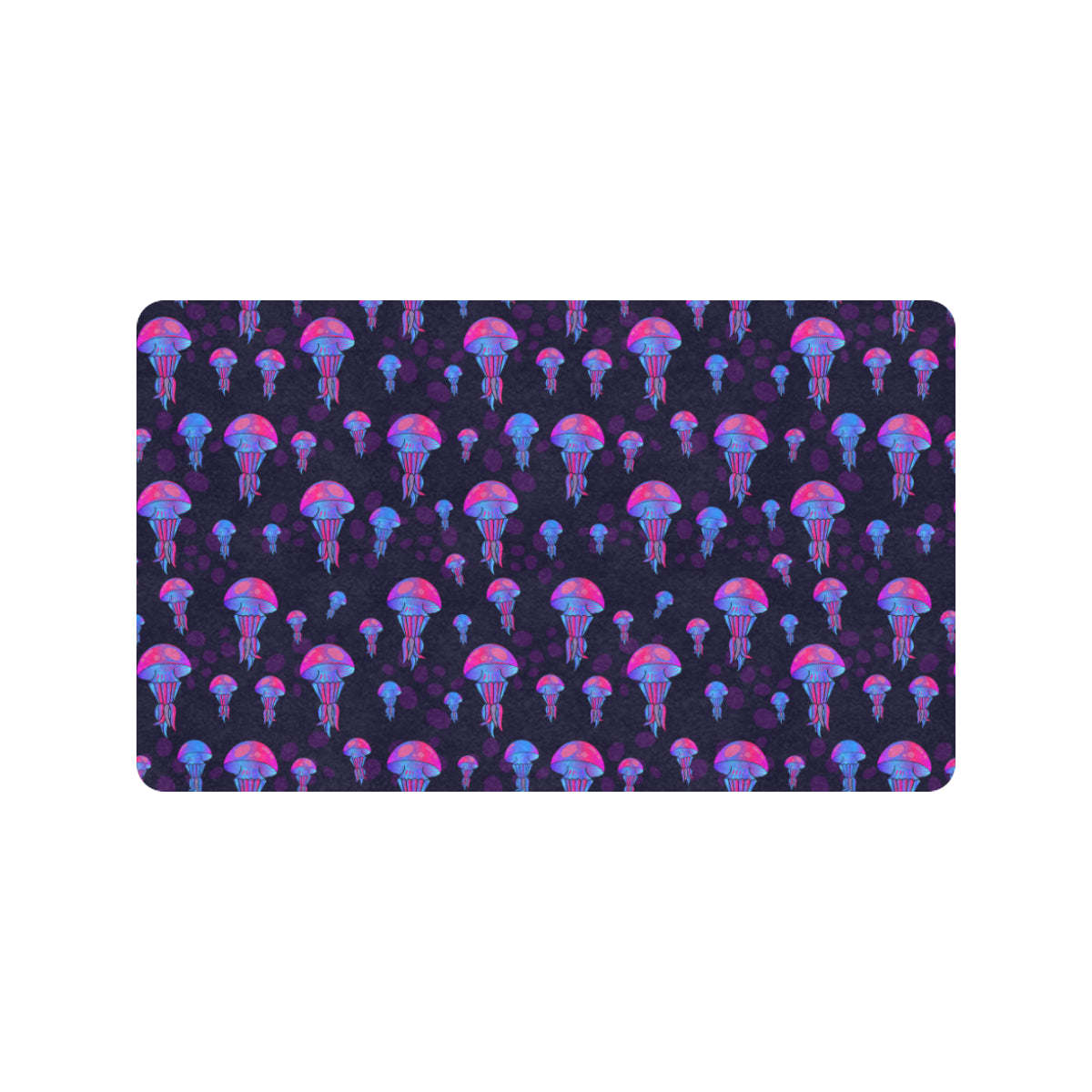Jellyfish Neon Print Rubber Doormat