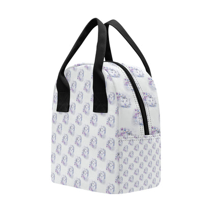 Wolf with Flower Print Design Insulated Lunch Bag