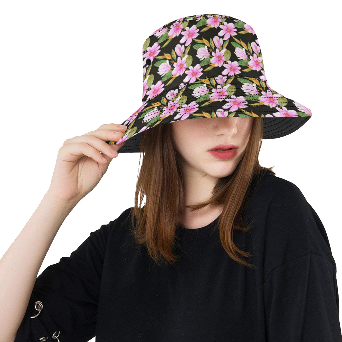 Magnolia Pattern Print Design MAG08 Unisex Bucket Hat