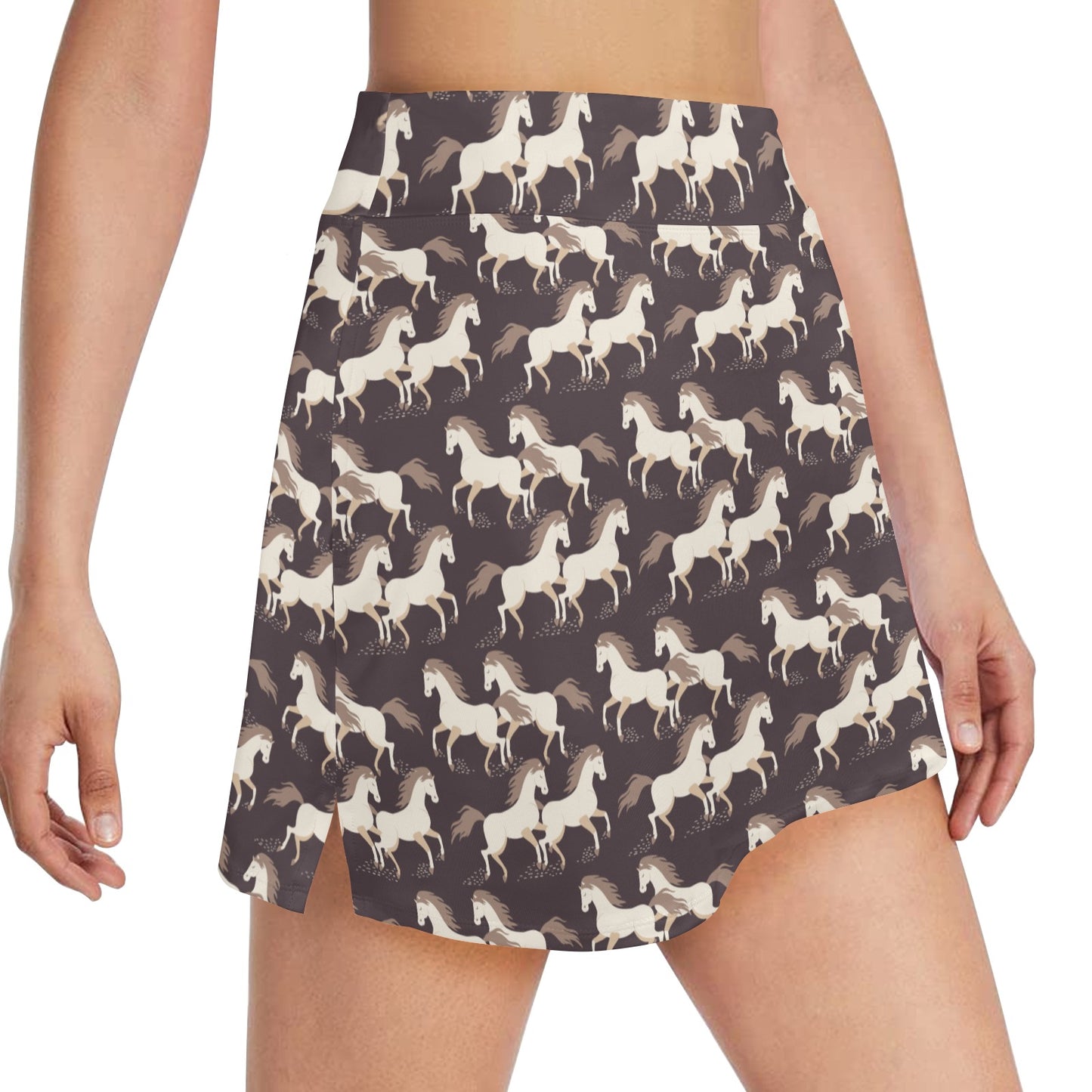 Horse Print Design LKS304 Women's Golf Skirt with Pocket