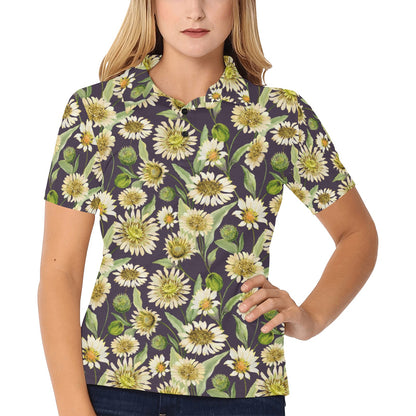 Daisy Vintage Print Pattern Women's Polo Shirt