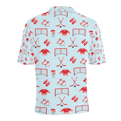 Hockey Red Equipment Print Design LKS305 Men Polo Shirt