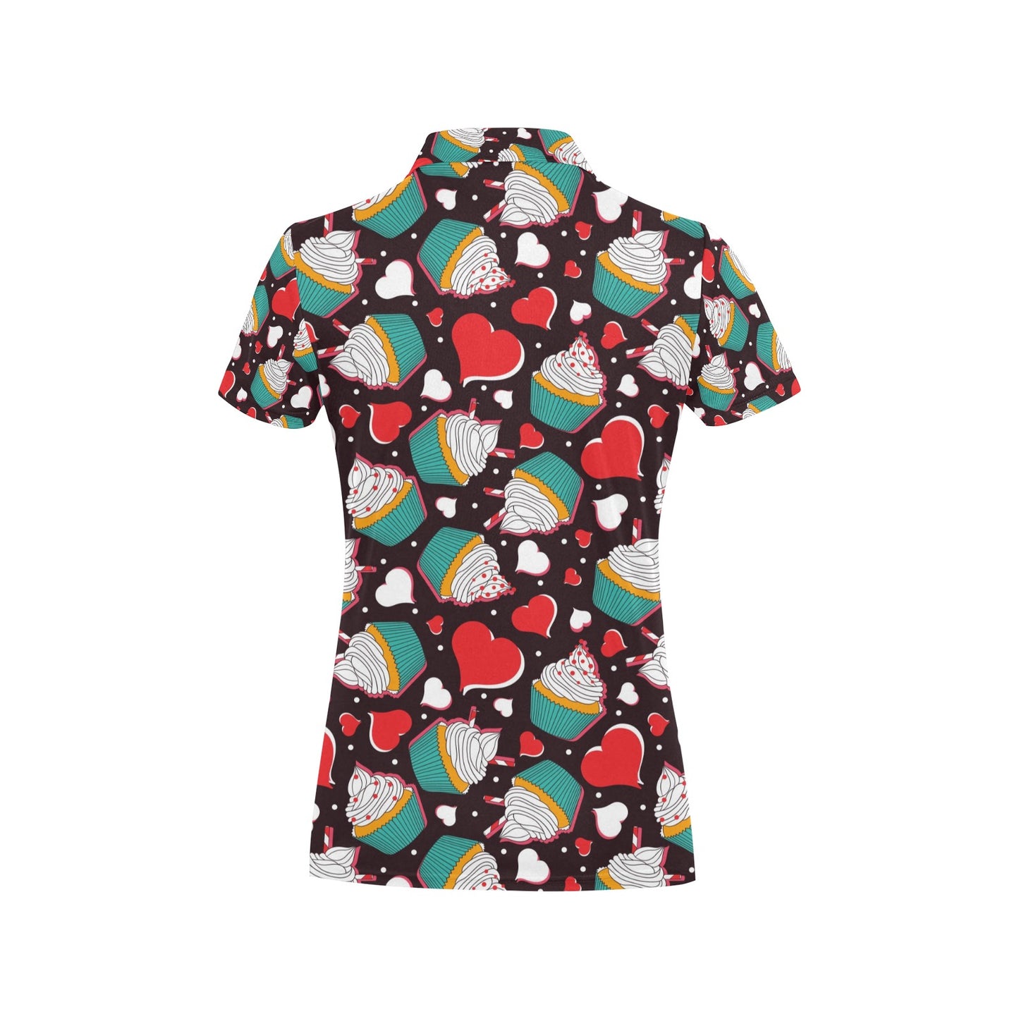 Cupcakes Heart Print Pattern Women's Polo Shirt