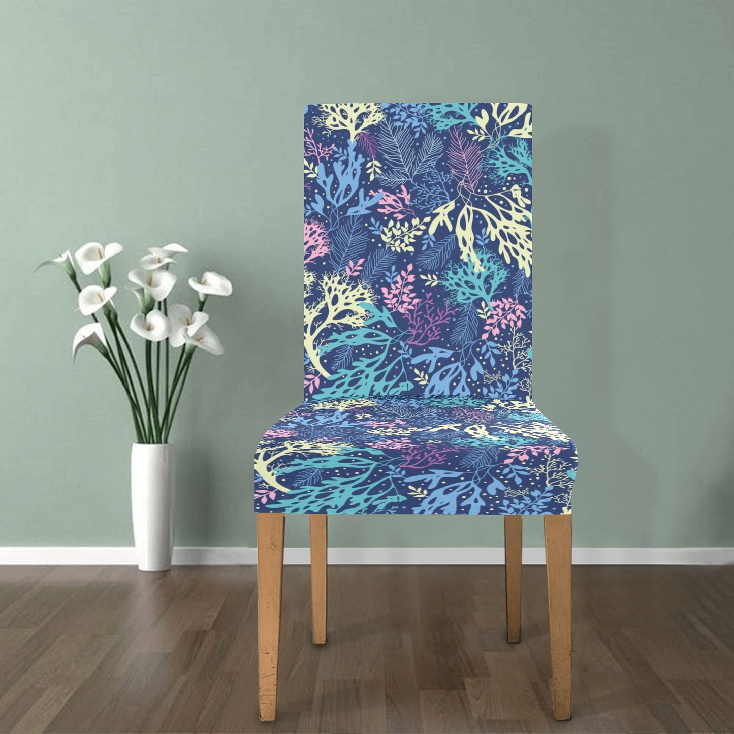 Seaweed Print Design LKS301 Dining Chair Slipcover