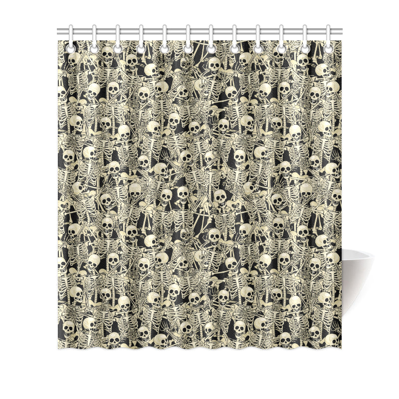 Skeleton Design Print Shower Curtain