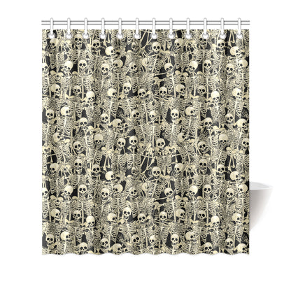 Skeleton Design Print Shower Curtain
