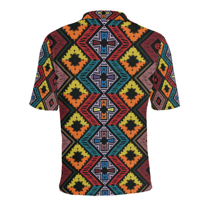 African Pattern Print Design 08 Men Polo Shirt